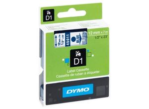 Dymo Labelling tape cartridge, 12 mm, tape transparent, font blue, 7 m