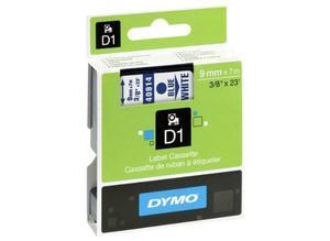Dymo Labelling tape cartridge, 9 mm, tape white, font blue, 7 m