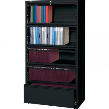Lorell Receding Lateral File with Roll Out Shelves - 5-Drawer