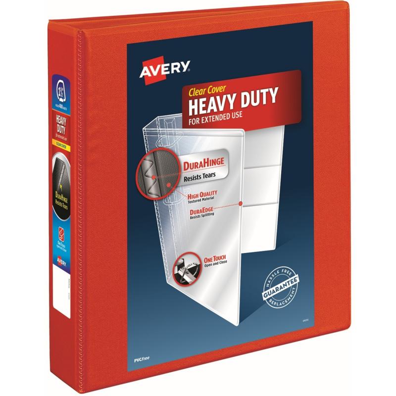 Avery Heavy-Duty View 3 Ring Binder, 1.5" One Touch EZD Rings, Red 79171