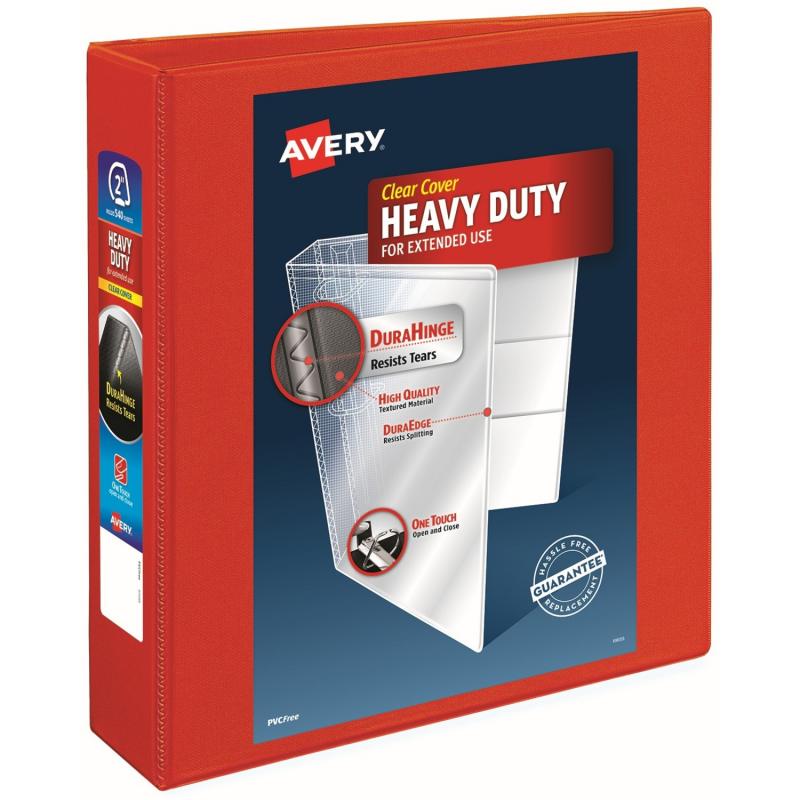 Avery Heavy-Duty View 3 Ring Binder, 2" One Touch EZD Rings, Red 79225