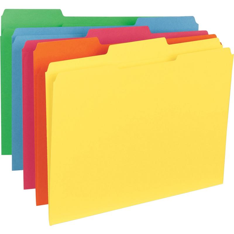Business Source 1/3-Cut Tab Colored File Folders