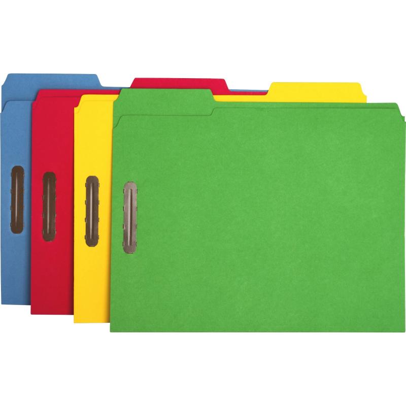 Business Source 2-Ply Tab Color Letter Fastener Folder