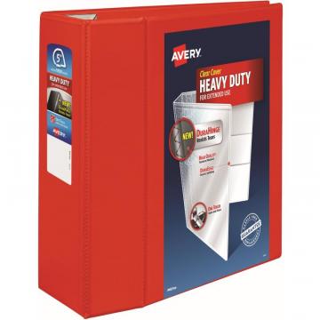 Avery Heavy-Duty View 3 Ring Binder, 5" One Touch EZD Rings, Red