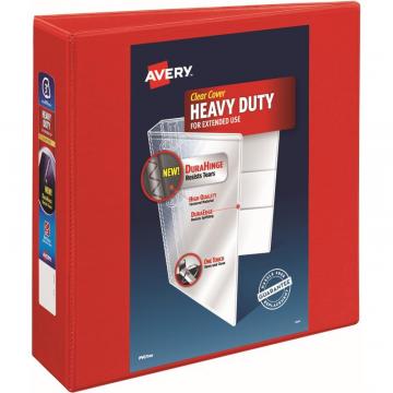 Avery Heavy-Duty View 3 Ring Binder, 3" One Touch EZD Rings, Red