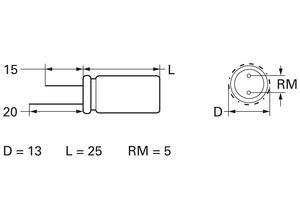 Teapo Electrolytic capacitor, 1 mF, 35 V, ±20%
