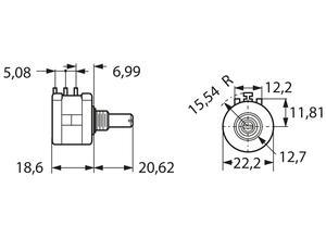 Bourns Precision Potentiometer, 10 turns, 10 kΩ, 2 W, Solder lug
