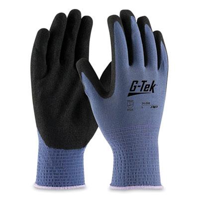 G-Tek GP Nitrile-Coated Nylon Gloves, Large, Blue/Black