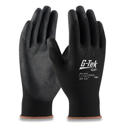 G-Tek GP Polyurethane-Coated Nylon Gloves, Large, Black