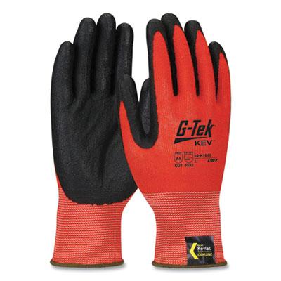 G-Tek KEV Hi-Vis Seamless Knit Kevlar Gloves, 2X-Large, Red/Black
