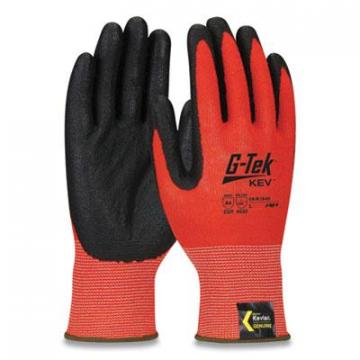 G-Tek KEV Hi-Vis Seamless Knit Kevlar Gloves, Medium, Red/Black