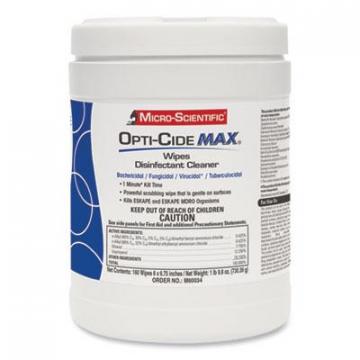 Micro-Scientific Opti-Cide Max Disinfectant Wipes, 6 x 6.75, White, 160/Canister