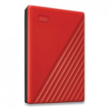 WD My Passport External Hard Drive, 2 TB, USB 3.2, Red