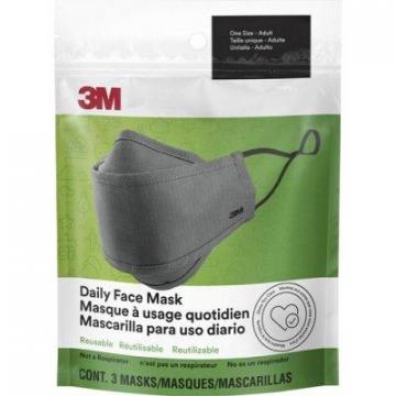 3M RFM1003 Daily Face Masks Washable Cotton, Gray, 3/Pack