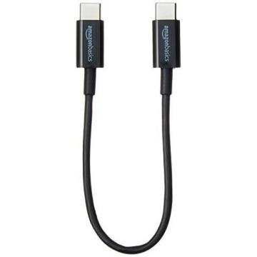 Amazon Basics USB Type-C to USB Type-C 2.0 Cable - 6 Inches (15.2 Centimeters) - Black