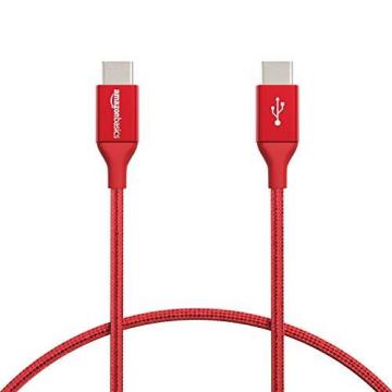 Amazon Basics Double Nylon Braided Type-C to Type-C Mobile Cable, 1 Feet, Red