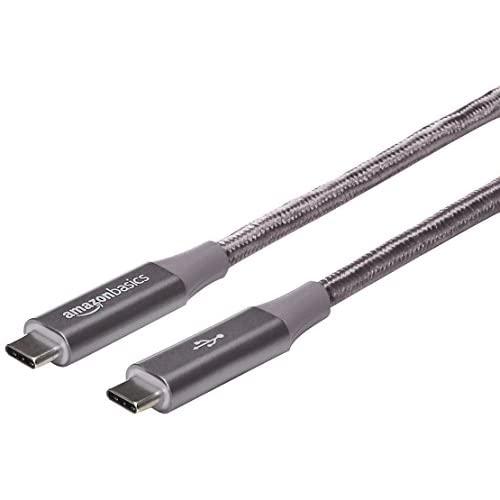 Amazon Basics Double Braided Nylon USB Type-C to Type-C 3.1 Gen 1 Cable, 3 Feet (0.9 m) - Dark Grey