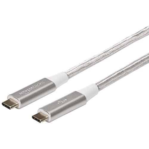 Amazon Basics Double Braided Nylon USB Type-C to Type-C 3.1 Gen 1 Cable, 6 Feet (1.8 m) - Silver