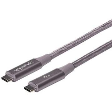 Amazon Basics Double Braided Nylon USB Type-C to Type-C 3.1 Gen 1 Cable, 6 Feet (1.8 m) - Dark Grey