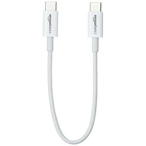 Amazon Basics USB Type-C to USB Type-C 2.0 Cable - 6 Inches (15.2 Centimeters) - White