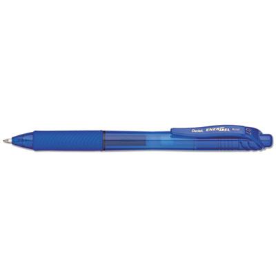 Pentel EnerGel-X Retractable Gel Pen, 0.7 mm Metal Tip, Blue Ink/Barrel, Dozen