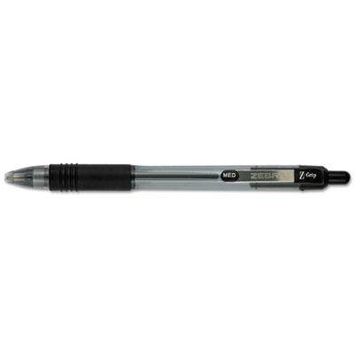 Zebra Z-Grip Retractable Ballpoint Pen, Medium 1mm, Black Ink, Clear Barrel, Dozen