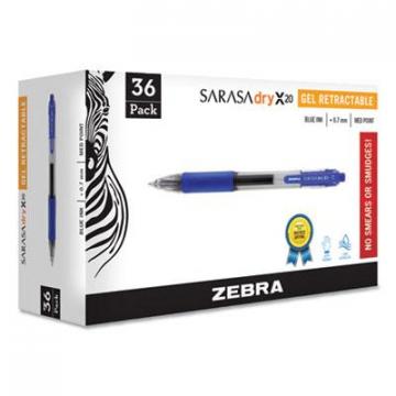 Zebra Sarasa Dry Gel X20 Retractable Gel Pen, Medium 0.7mm, Blue Ink, Translucent Blue Barrel