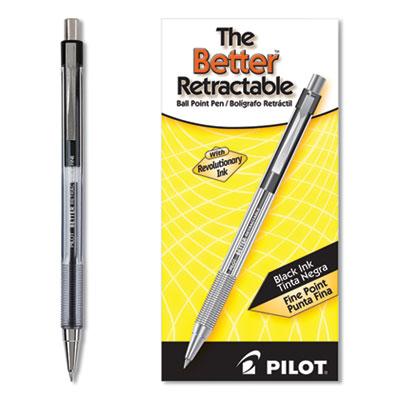 Pilot Better Retractable Ballpoint Pen, Fine 0.7mm, Black Ink, Tinted Barrel, Dozen