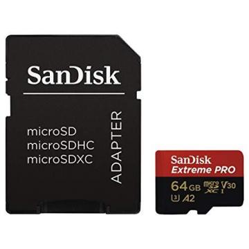 SanDisk 64GB Extreme Pro microSDXC Card with SD Adapter U3 V30 A2 170MB/s R 90MB/s W