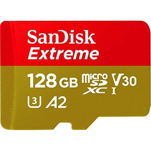 SanDisk 128GB Extreme microSDXC, U3, C10, V30, UHS 1, 160MB/s R, 90MB/s W, A2 Card for 4K Video Rec