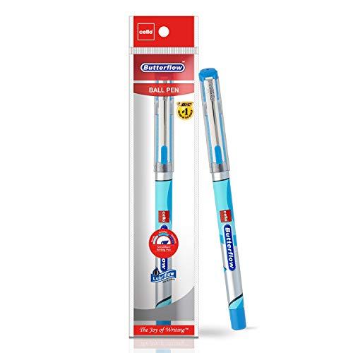 BIC Cello Butterflow Ball Pen Set - Blue, Pack of 10, Ball Pens for Smooth Writing