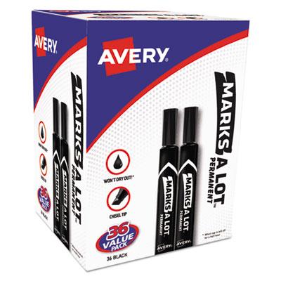 Marks-A-Lot Avery Permanent Markers - Large Desk-Style Size (98206)