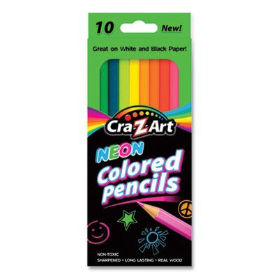 Cra-Z-Art Neon Colored Pencils, 10 Assorted Lead/Barrell Colors, 10/Set