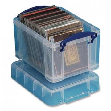 Really Useful Box Snap-Lid Storage Bin, 0.79 gal, 7.06" x 9.62" x 6.25", Clear/Blue