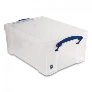 Really Useful Box Snap-Lid Storage Bin, 2.37 gal, 10.25" x 14.5" x 6.25", Clear/Blue, 4/Pack