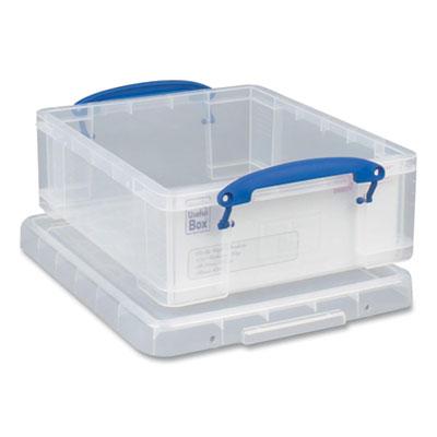 Really Useful Box Snap-Lid Storage Bin, 2.14 gal, 11" x 14" x 5", Clear/Blue, 5/Pack
