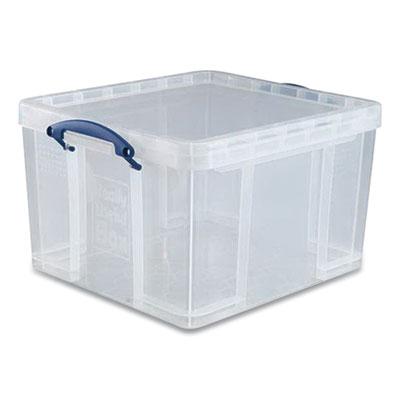 Really Useful Box Snap-Lid Storage Bin, 11.09 gal, 17.31" x 20.5" x 12.25", Clear/Blue
