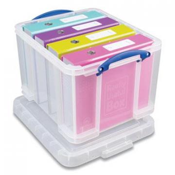 Really Useful Box Snap-Lid Storage Bin, 8.45 gal, 14" x 18" x 12.25", Clear/Blue, 3/Pack