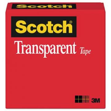 3M Scotch Transparent Tape, 1" Core, 0.75" x 36 yds, Transparent