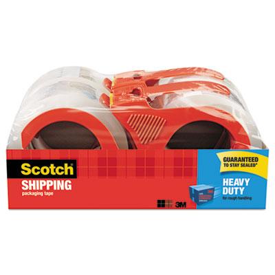 3M Scotch 3850 Heavy-Duty Packaging Tape with Dispenser, 3" Core, 1.88" x 54.6 yds, Clear, 4/Pack