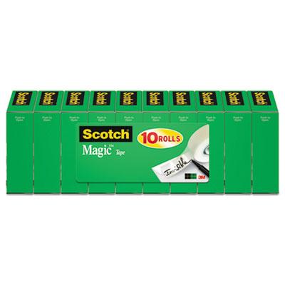 3M Scotch Magic Tape Value Pack, 1" Core, 0.75" x 83.33 ft, Clear, 10/Pack