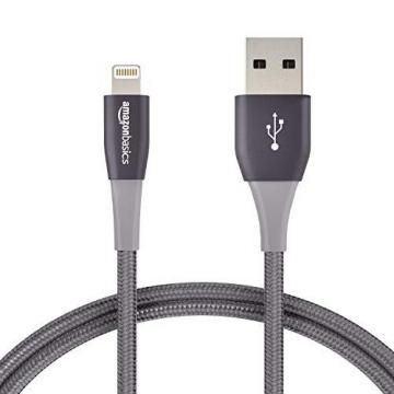 Amazon Basics Double Nylon Braided Apple Certified Lightning to USB Extra Tough Cable, 3 ft