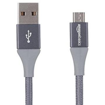 Amazon Basics Double Braided Nylon Micro USB (NOT Type-C) Charging Cable for Android Phones 1 ft