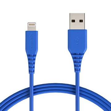 Amazon Basics Apple Certified Lightning to USB Cable, 6 ft (1.8 m) Blue