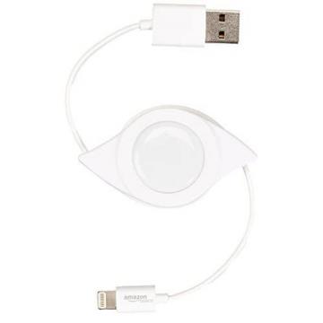 Amazon Basics Apple Certified 2 ft Retractable Lightning to USB Cable (White)