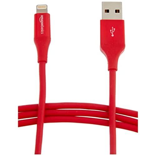 Amazon Basics L6LMF112-CS-R Apple Certified Lightning to USB Tough Cable, 6 ft Red