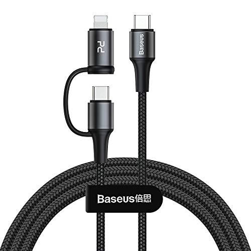 Baseus 2-in-1 3A, 60W Power Delivery Type-C + 18W IP, Durable Nylon Plug and Smart Chip 1m Cable