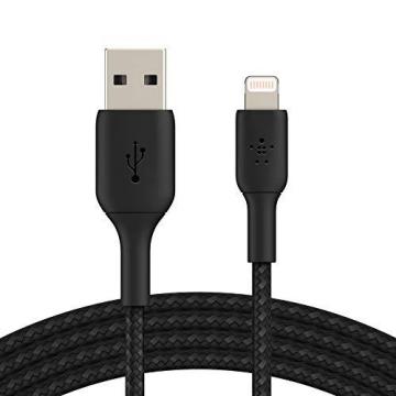 Belkin Apple Certified Lightning to USB Tough Braided Cable iPhone, iPad, Air Pods, 3.3 ft Black