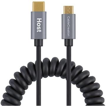 CableCreation USB C to Micro USB OTG Cable, 0.65 ft Type C Braided Cord, 480Mbps 0.2M Space Gray