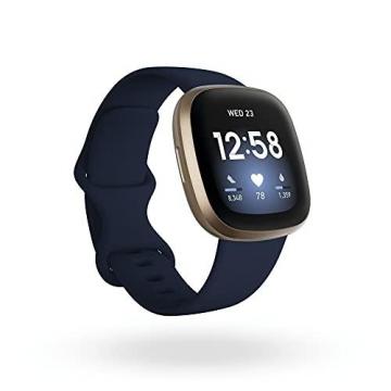 Fitbit Versa 3 Health & Fitness Smartwatch with GPS, Midnight Blue/Gold